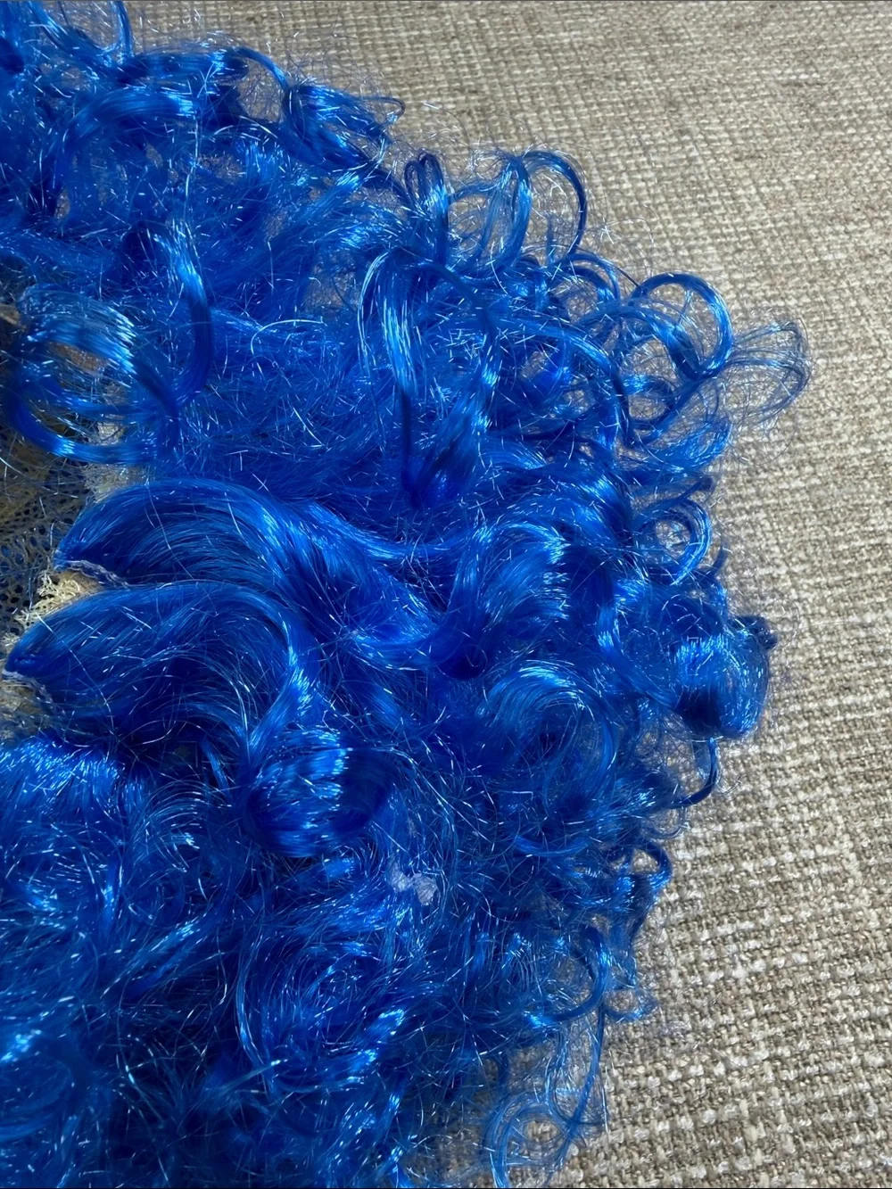 Bright Royal Blue Curly hair wigs for thing one and thing two dr. Seuss